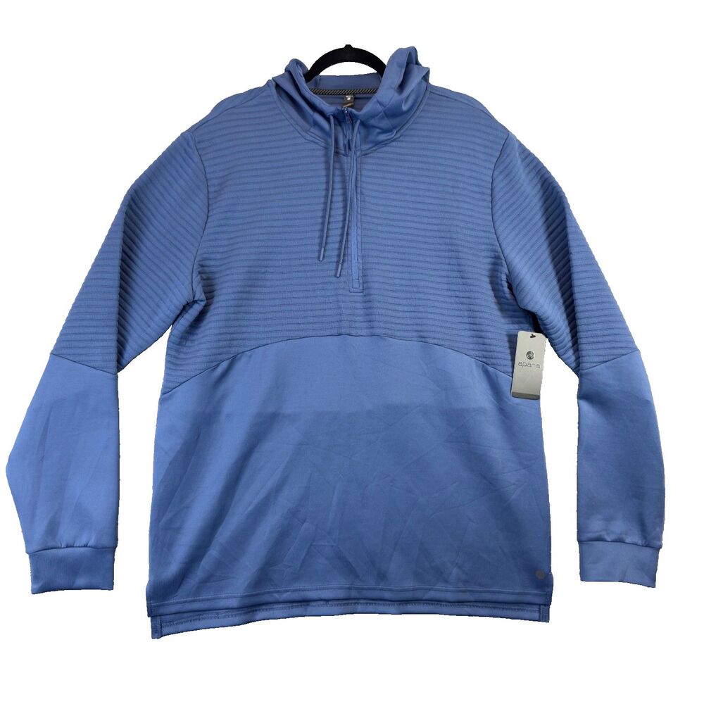 Apana Yoga Ribbed Hoodie Mens Extra Large Blue Pullover Long Sleeve Stretch NWT